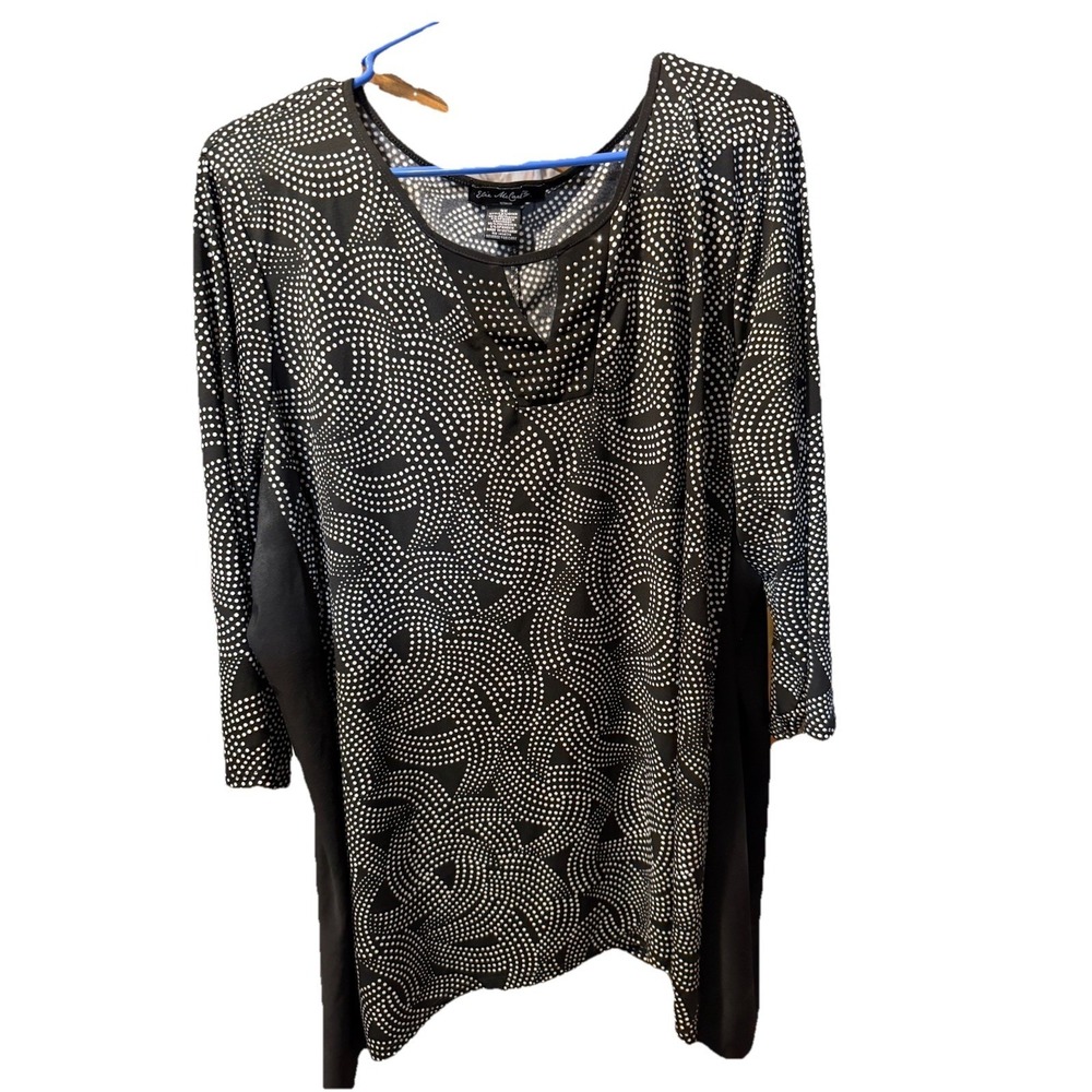 Elie McCarthy Size 2x Blouse Womens Black Polka Dot